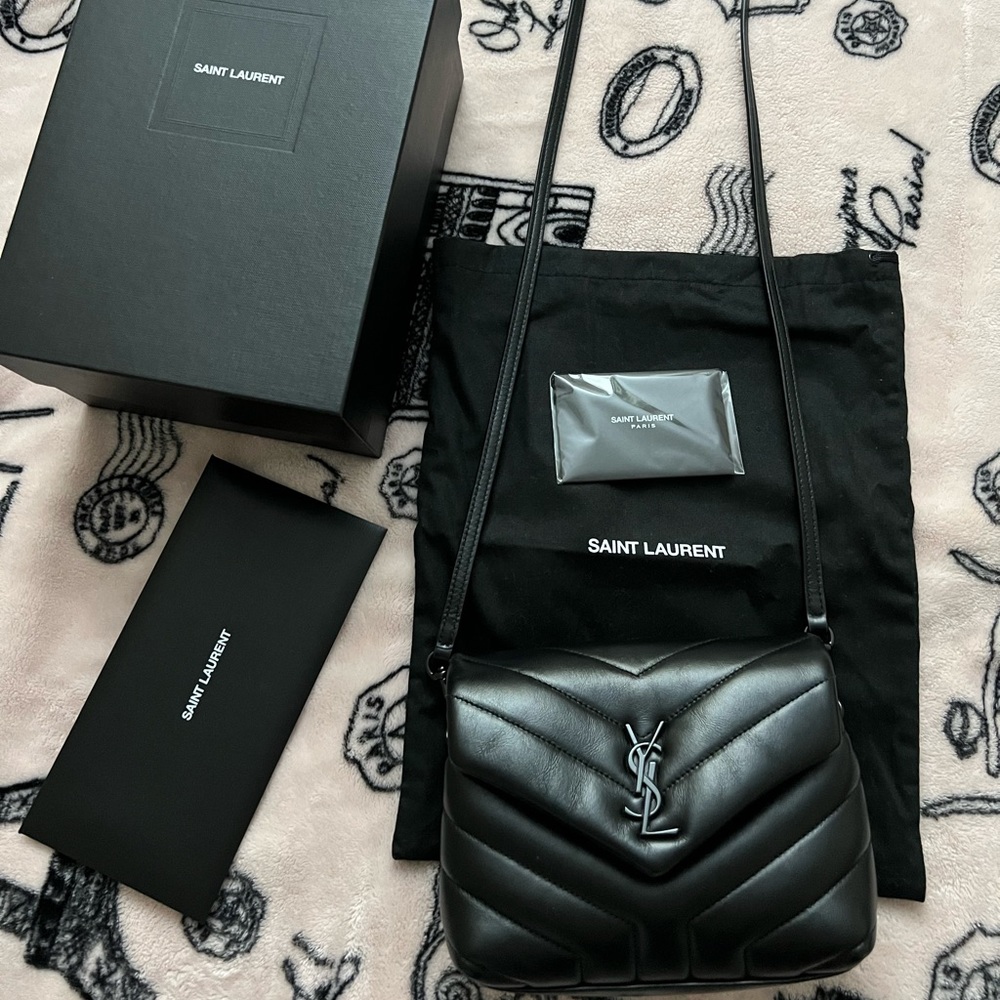 Saint Laurent Black Quilted Leather Envelope Crossbody Bag